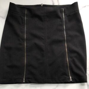Zara TRF Double Zip Up Black Pencil Mini Skirt Size 8